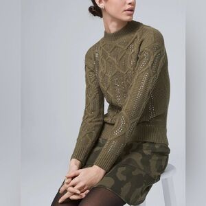 NWOT WHBM Faux Crystal-Embellished Cable Knit Sweater